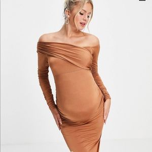 Maternity off-the-shoulder dress